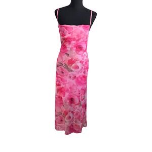 SHEIN Womens Y2K Dainty Floral Fairy Midi Dress Size M Feminine Pink